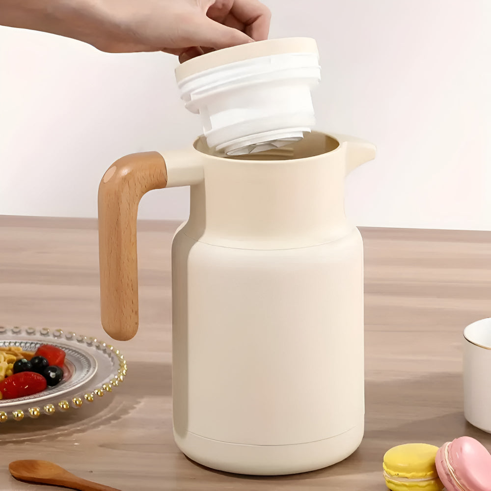 Premium Insulated Wooden Handle Carafe 1.3L