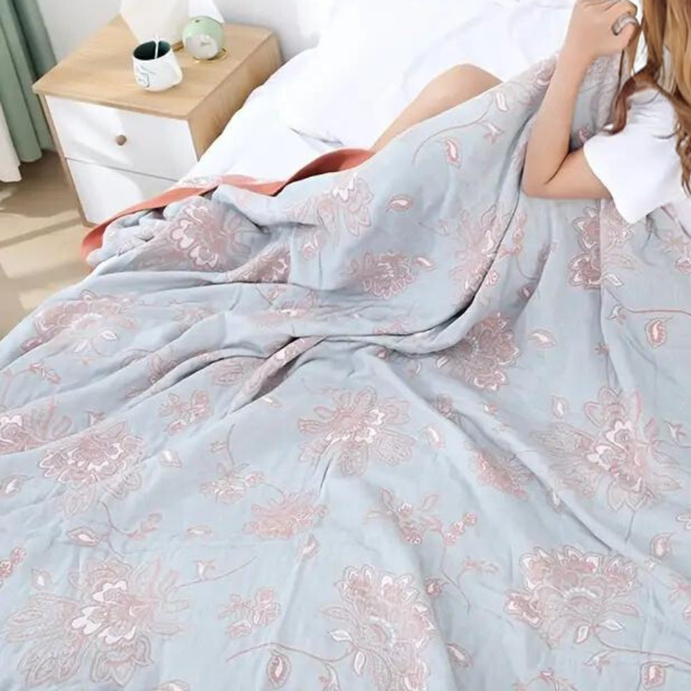 100% Cotton Floral Gauze Throw Blanket
