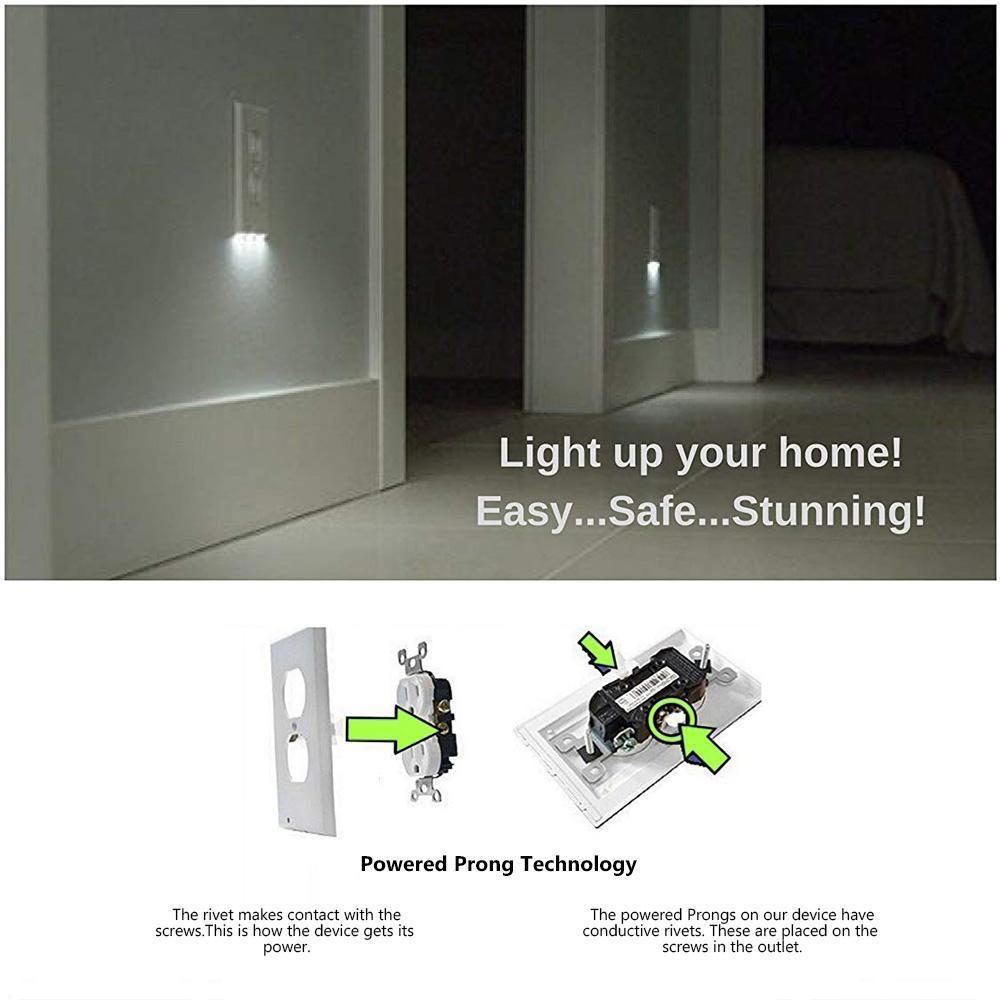 LED Night Light Outlet Wall Plate with Light Sensor