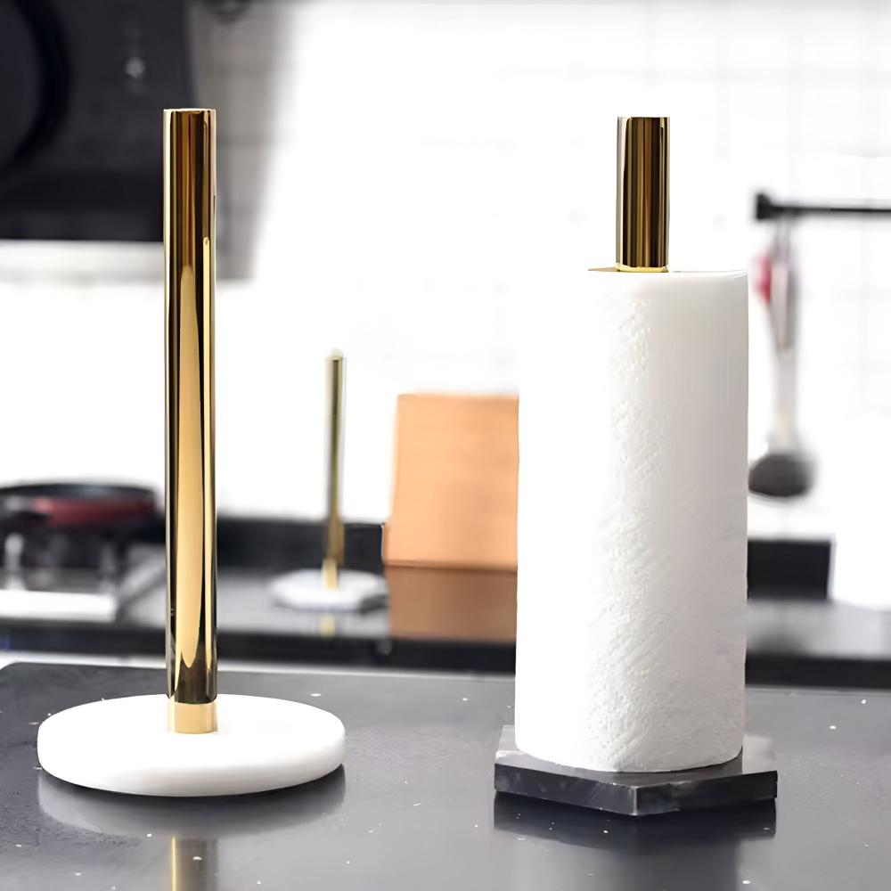 Marble Base Paper Towel Holder with Gold Accents