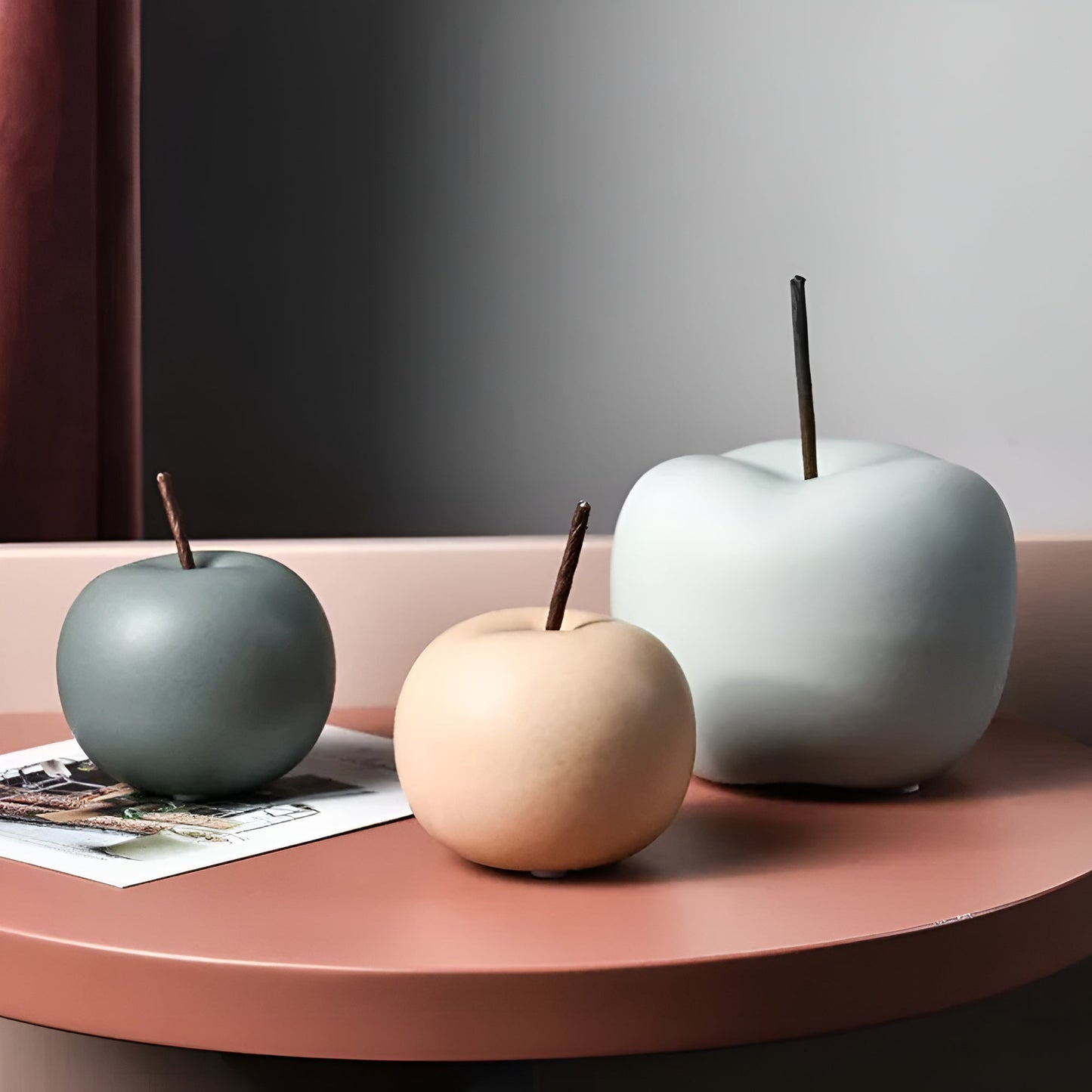 Pastel Apple Ceramic Ornament for Home Decor