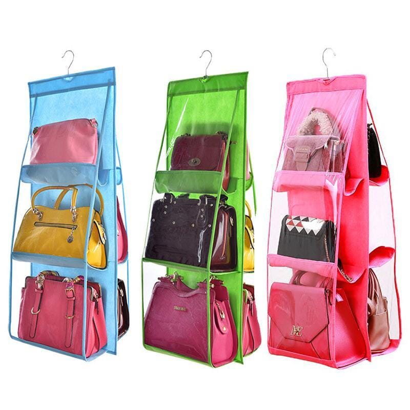 Double-Sided Foldable Wardrobe Organizer with Transparent Pockets