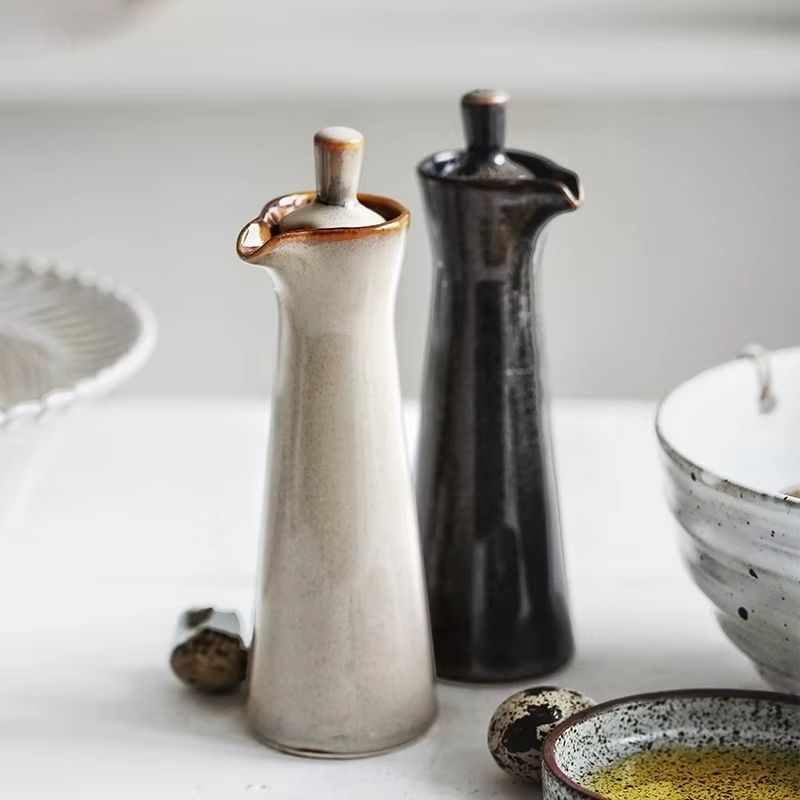 Ceramic Drip-Free Oil Dispenser for Kitchen and Table