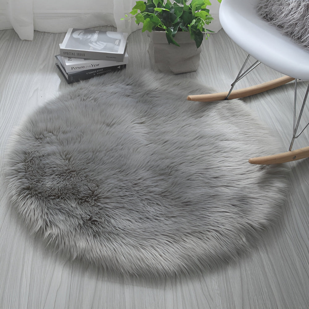 Fluffy Round Plush Area Rug with Non-Slip Backing