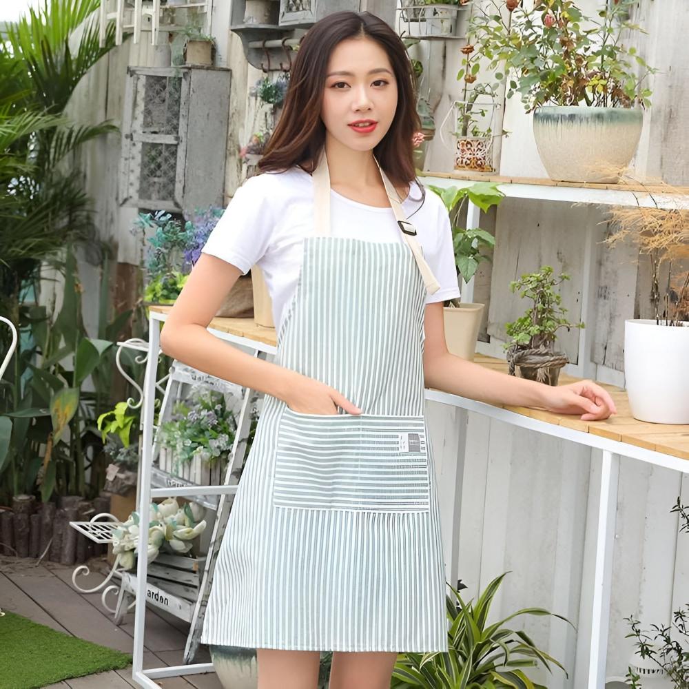 Striped Cotton-Linen Apron in Vibrant Colors