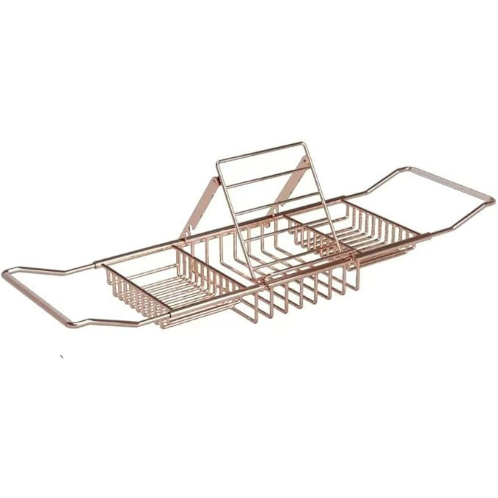 Adjustable Stainless Steel Bathtub Caddy Tray with Gold Finish