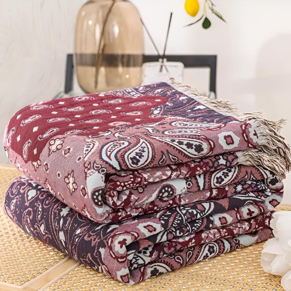 Reversible Bohemian Paisley Cotton Blanket