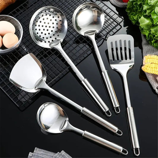 Stainless Steel Cooking Utensil Set with Ergonomic Handles