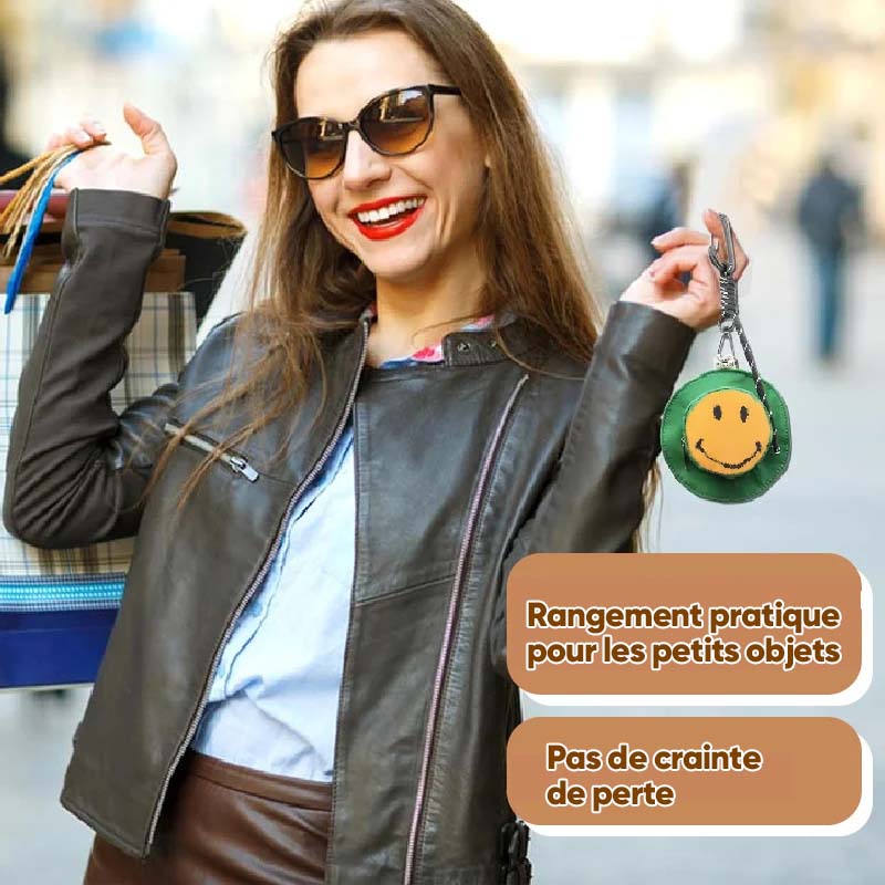 Mini Smiley Headphone Case with Keychain