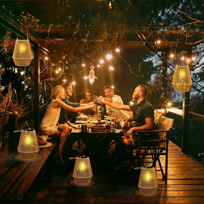 Handwoven Solar-Powered Waterproof Garden Lamps