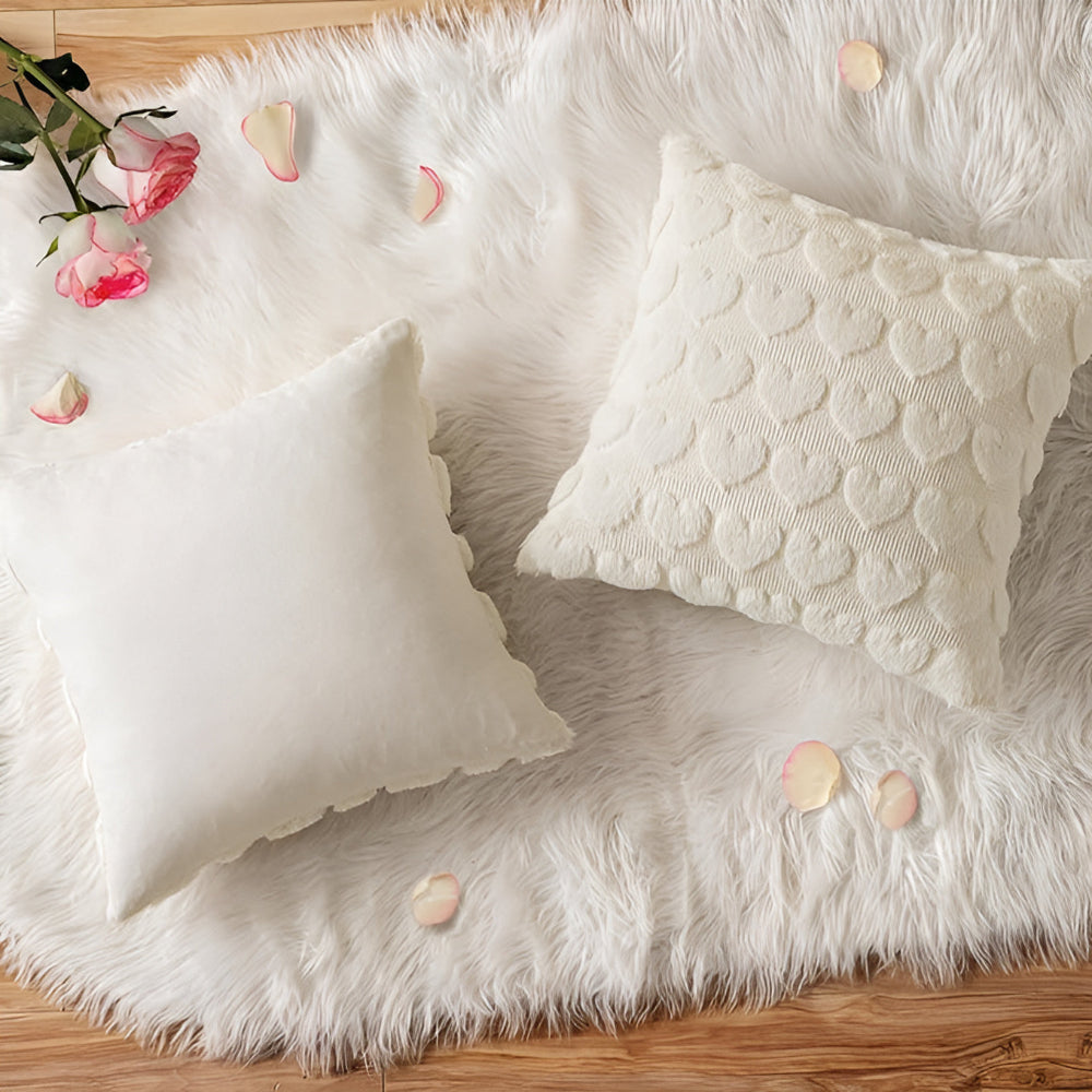 Plush Heart-Shaped Cushion Cover