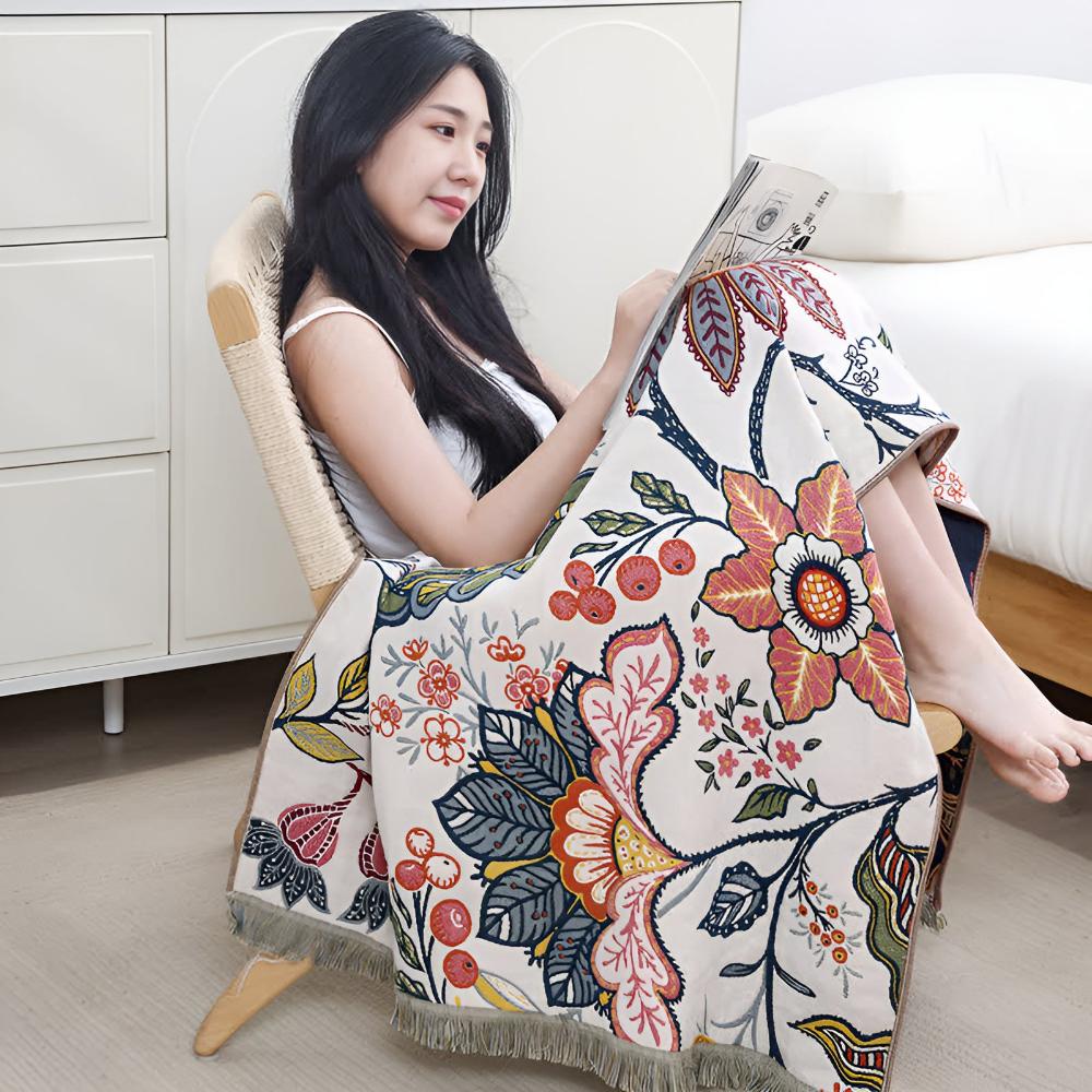 Reversible Floral Cotton Bath Towel