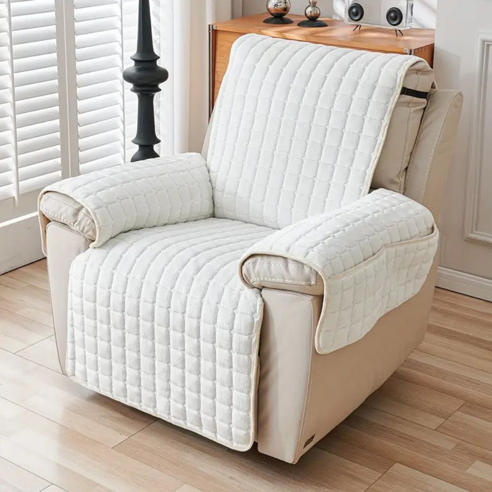 Quilted Microfiber Recliner Cover with Storage Pocket