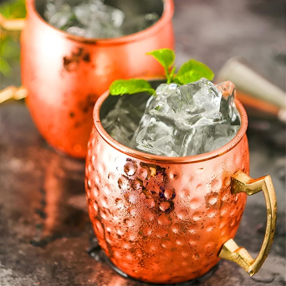 Hammered Copper Cocktail Mug with Brass Handle
