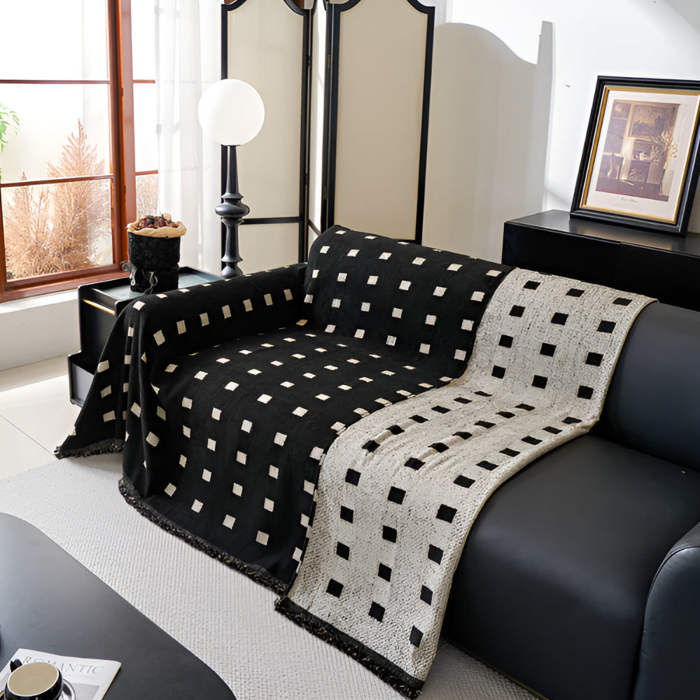 Square Matrix Microfiber Sofa Cover