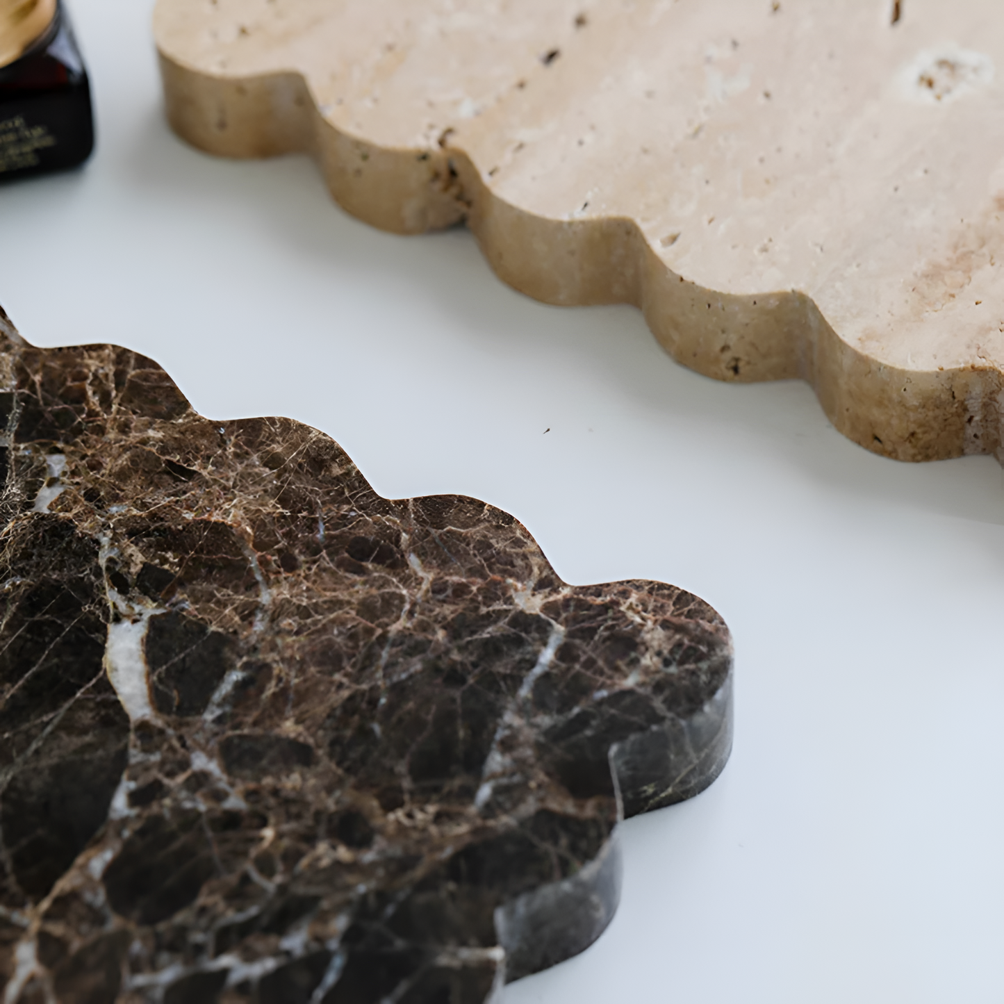 Scalloped Marble Travertine Jewelry Tray