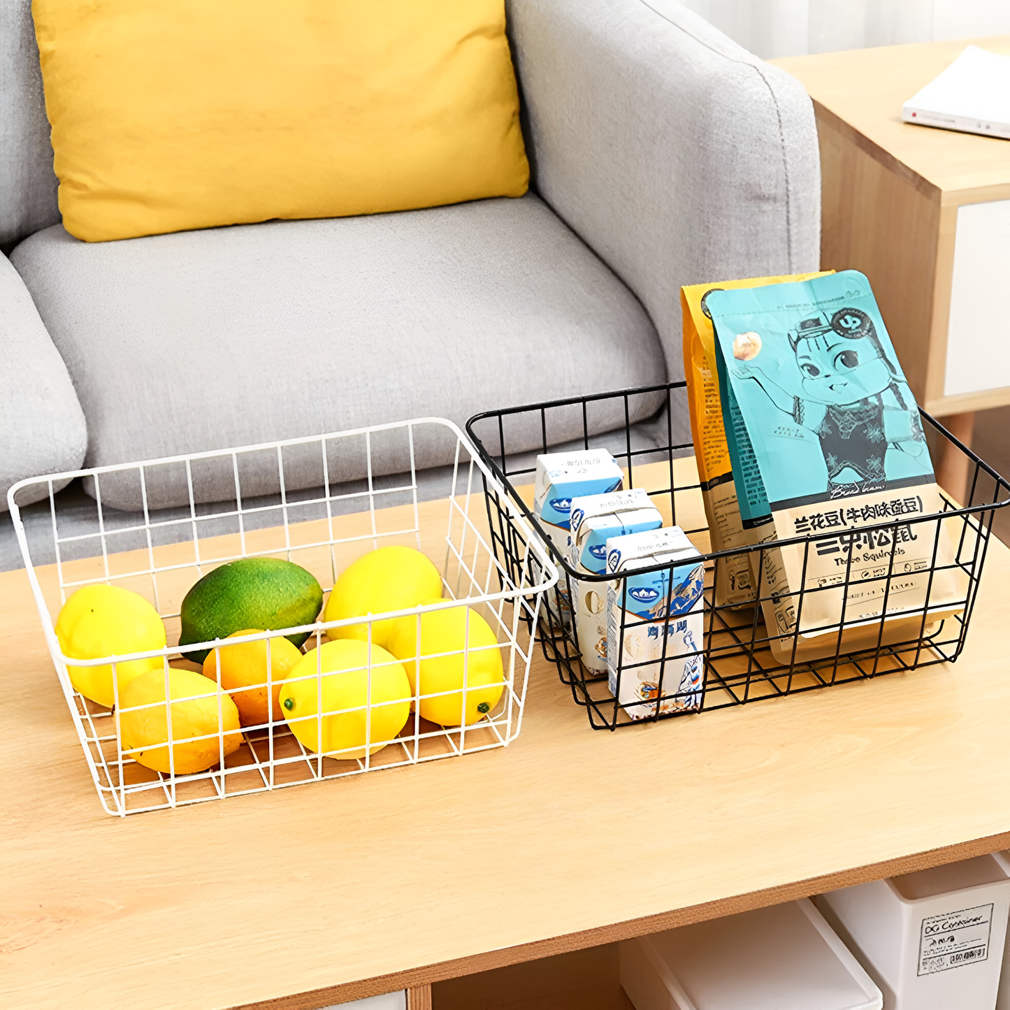 Modern Geometric Wire Storage Basket