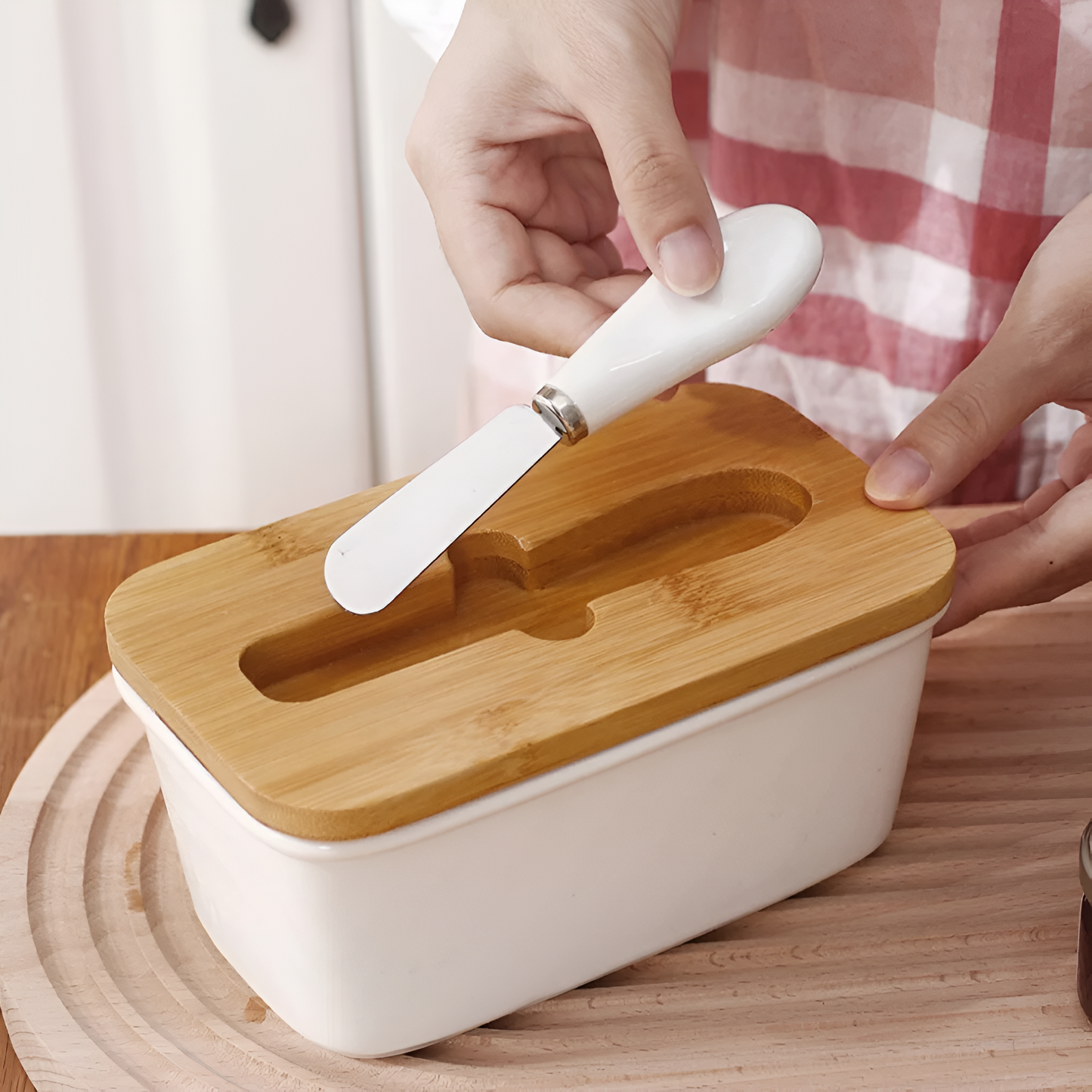 Sleek Ceramic Butter Cutter Container