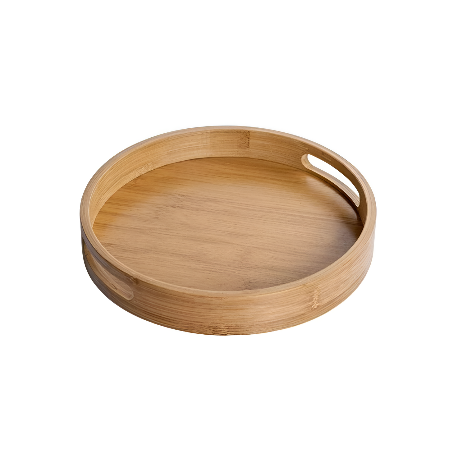 Eco-Friendly Bamboo Round Serving Tray with Handles