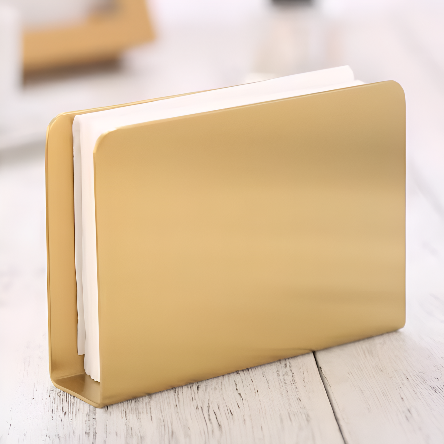 Gold Brass Metallic Napkin Holder with Stable Triangular Design