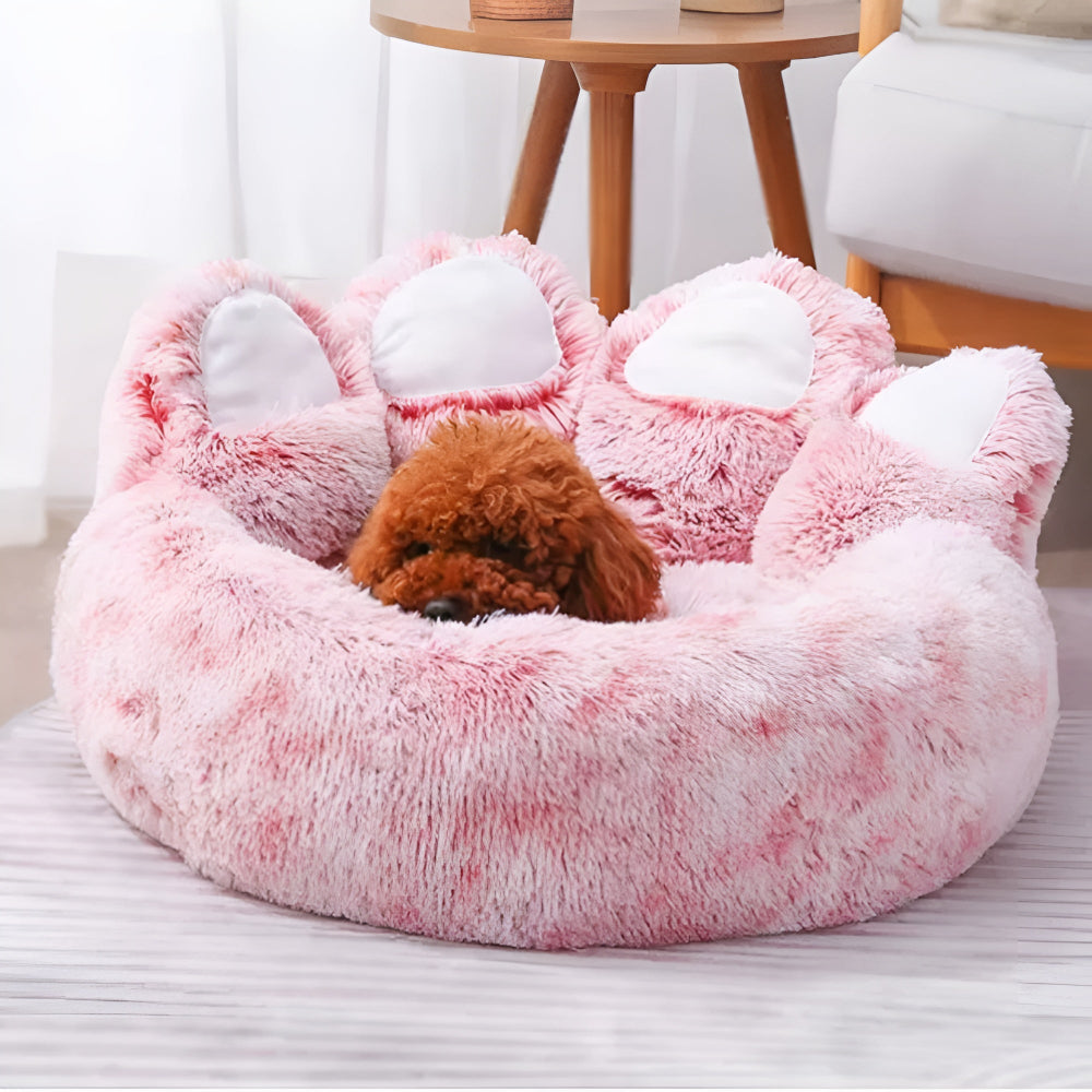Paw-Shaped Plush Pet Bed for Dogs