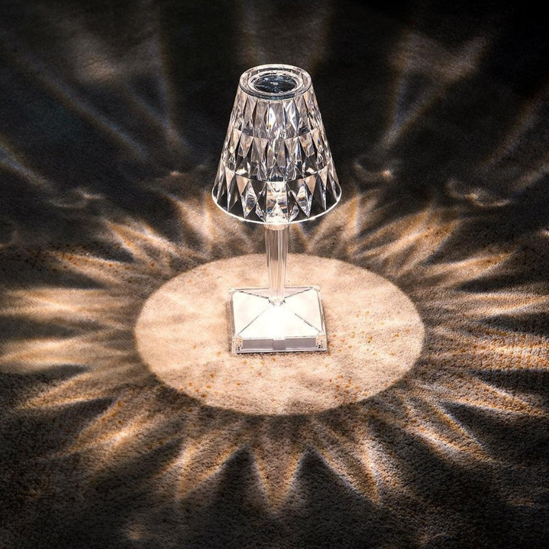 Crystal Touch Control Table Lamp - Rechargeable 3-Color Illumination
