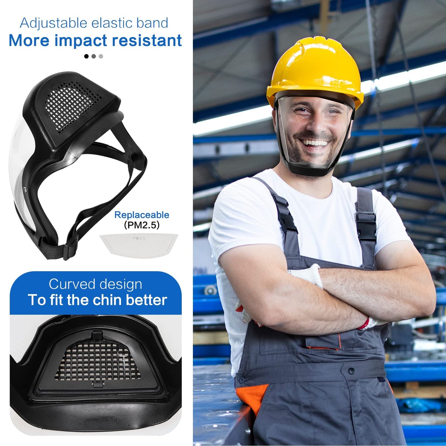 Anti-Fog Waterproof Full Face Shield with Adjustable Fit