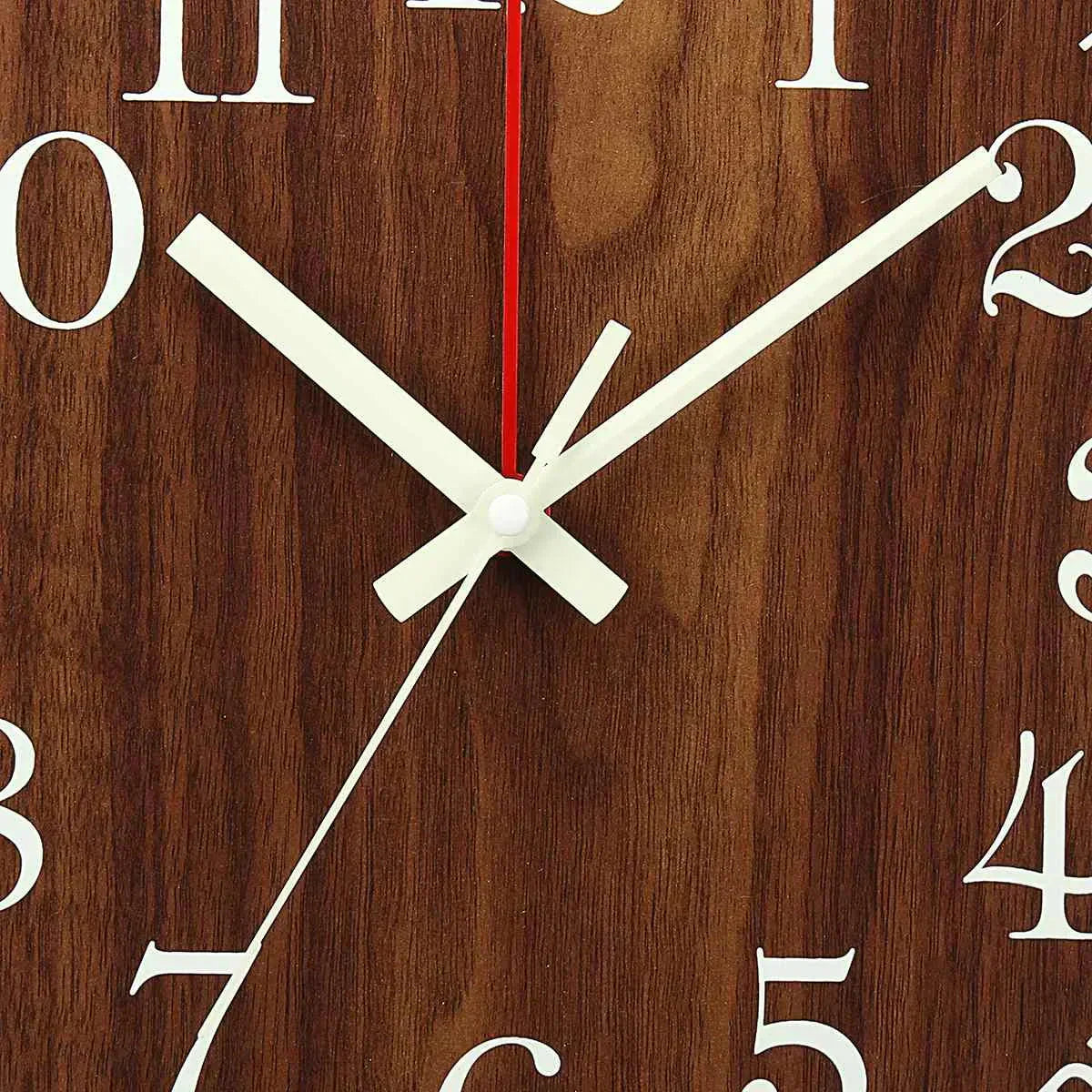 Silent Wooden Wall Clock with Illuminated Numbers - Nordic Style Night Light