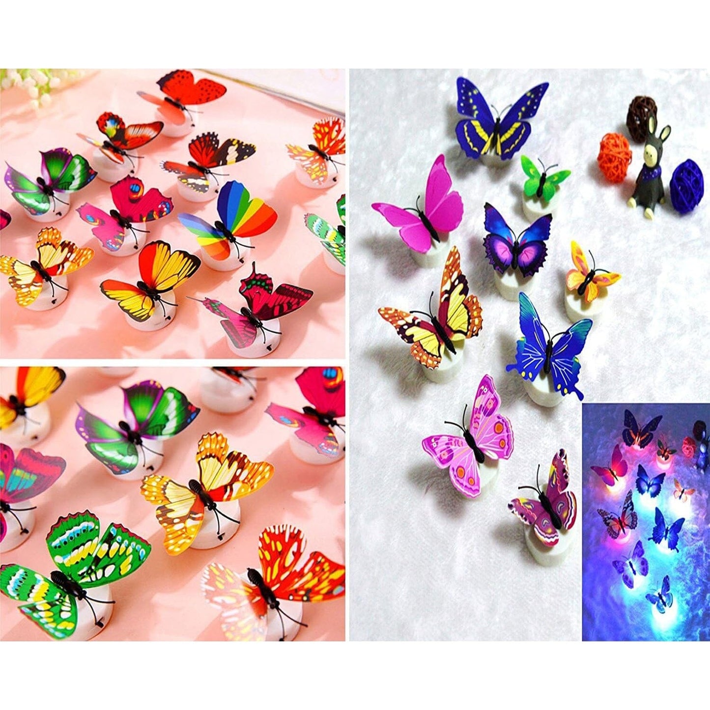 LED 3D Butterfly Night Light with Color Changing Modes - 12 Pack