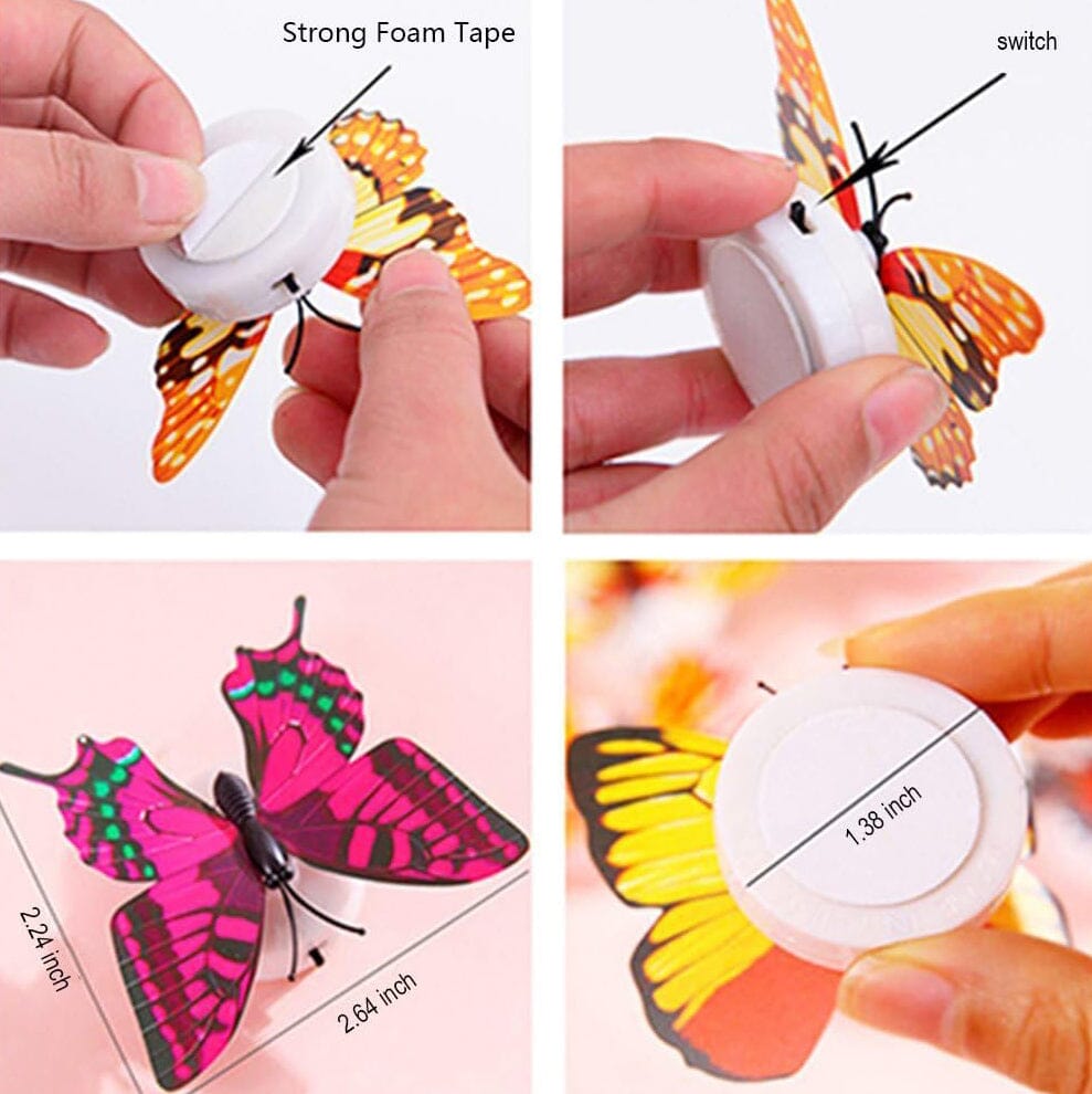 LED 3D Butterfly Night Light with Color Changing Modes - 12 Pack