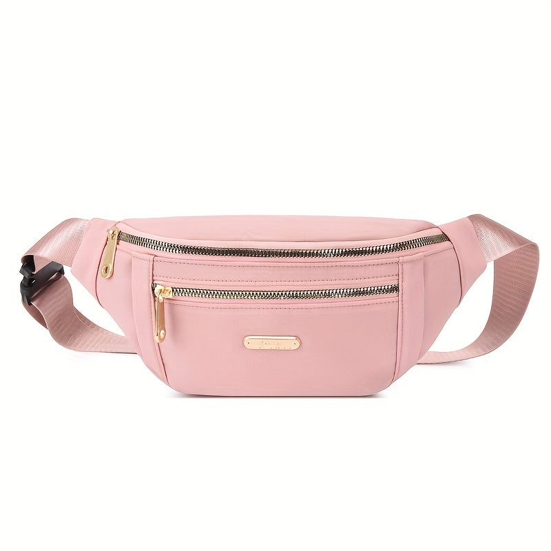 Lightweight Nylon Hip Pouch with Adjustable Strap and Zippered Pockets