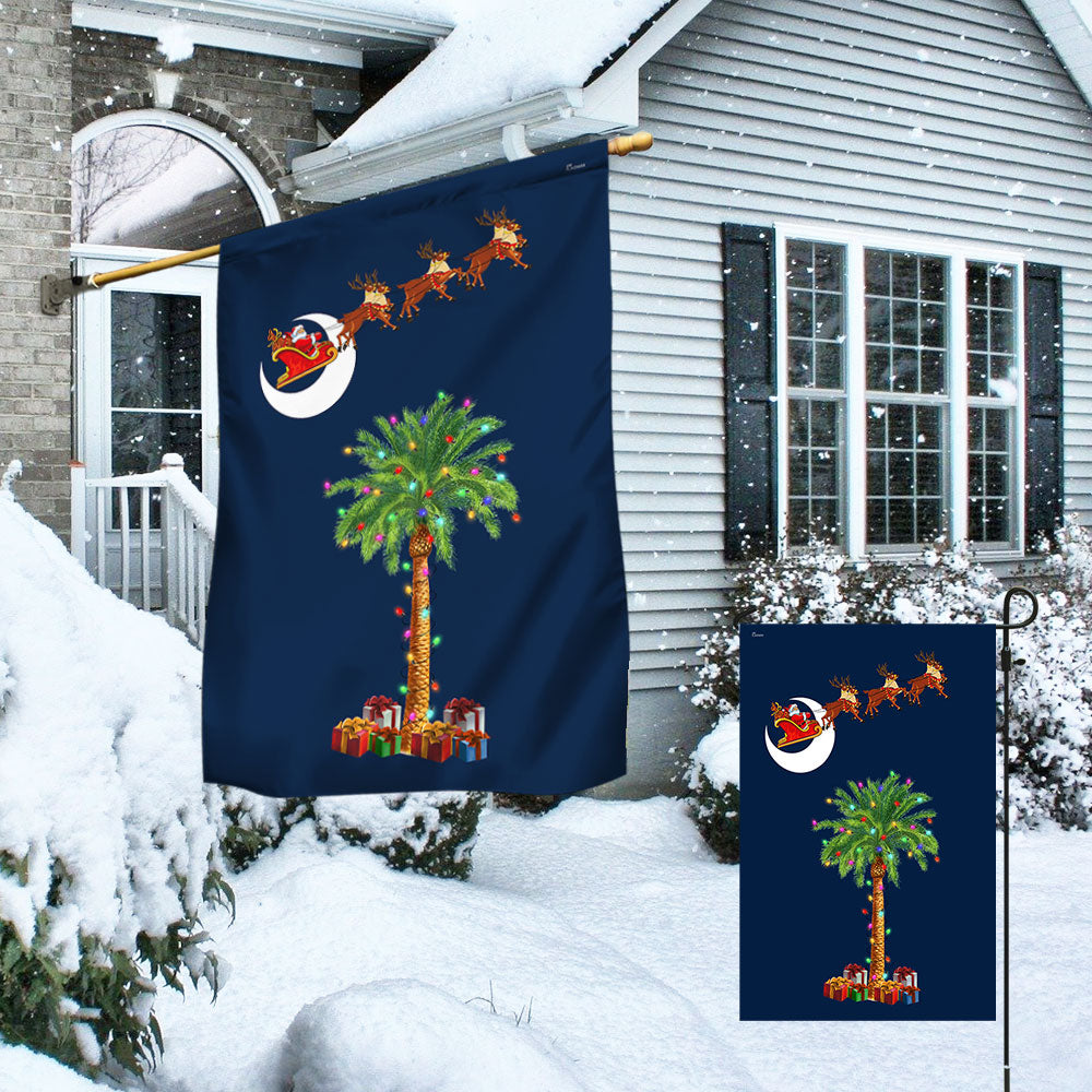 South Carolina Christmas Flag with Santa and Palmetto Tree