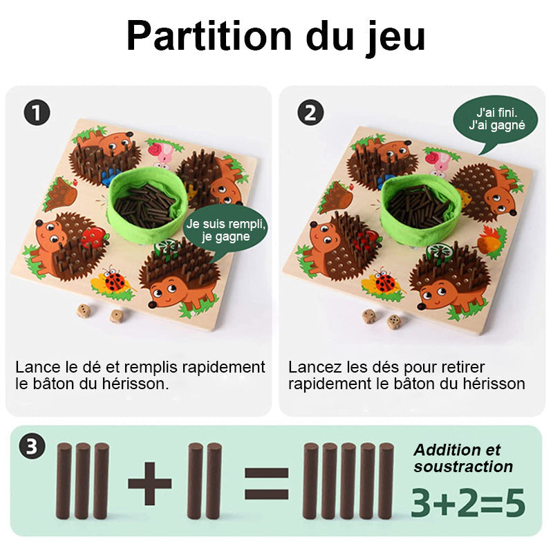 Wooden Hedgehog Counting Game for Kids - Montessori Educational Toy