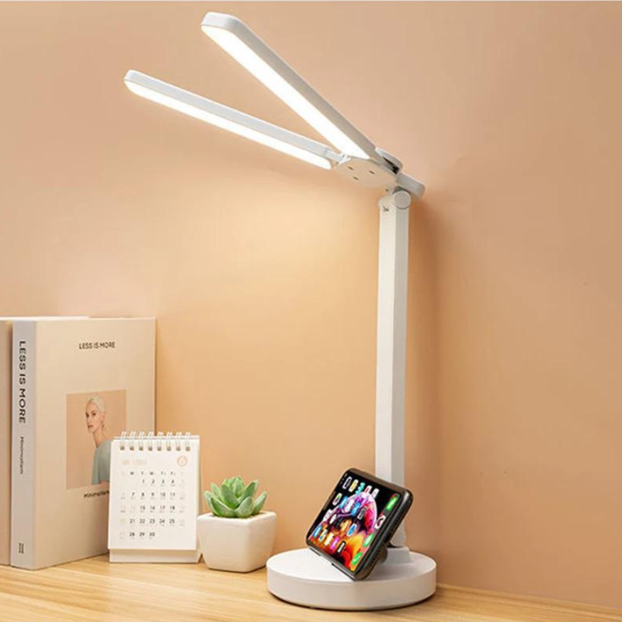 Adjustable Rechargeable LED Reading Lamp with Phone Holder