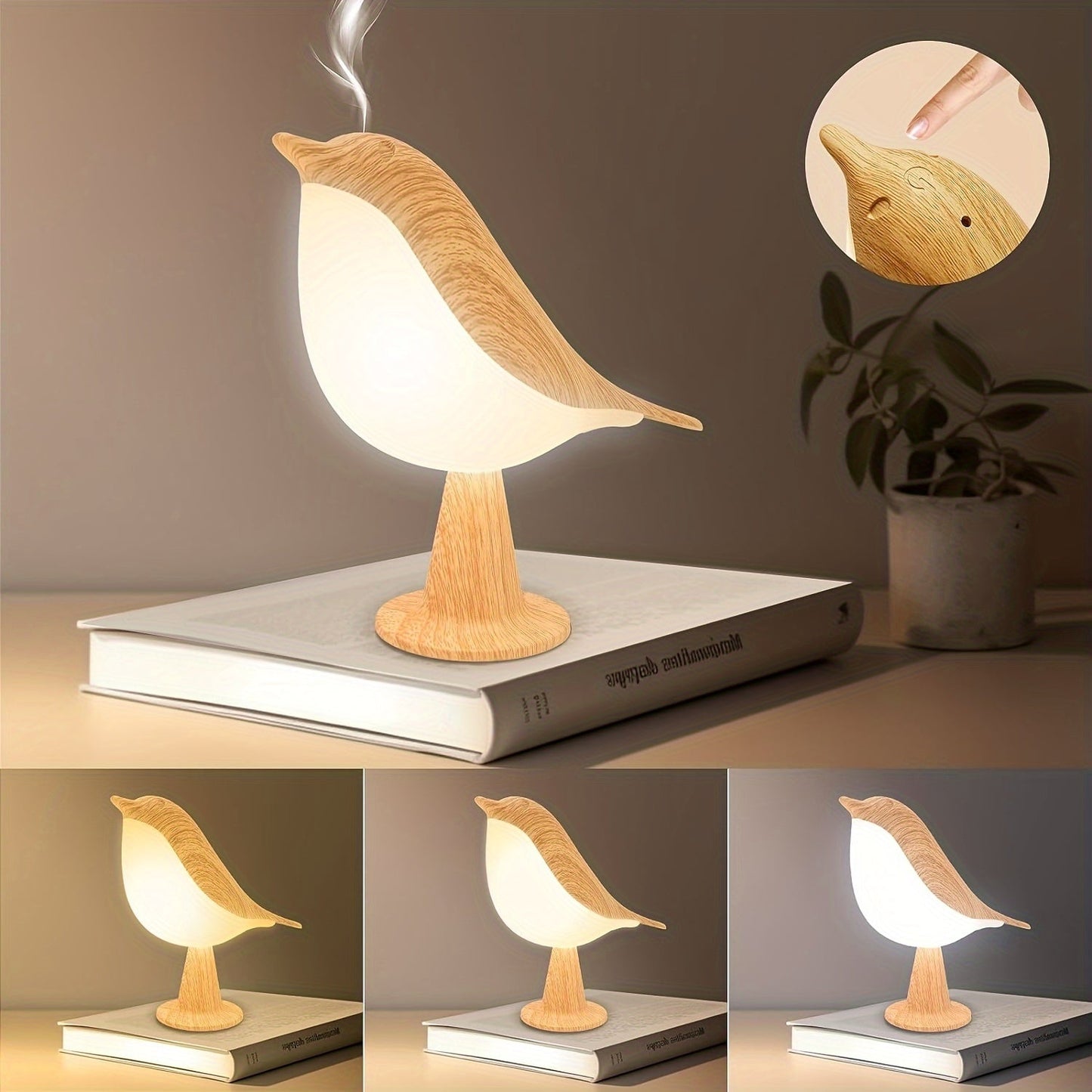 USB Rechargeable LED Bird Table Lamp with Dimmable Light