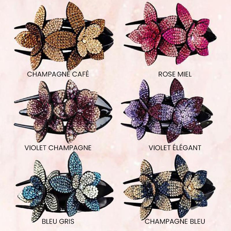 Double Flower Rhinestone Hairpin for Elegant Hairstyles