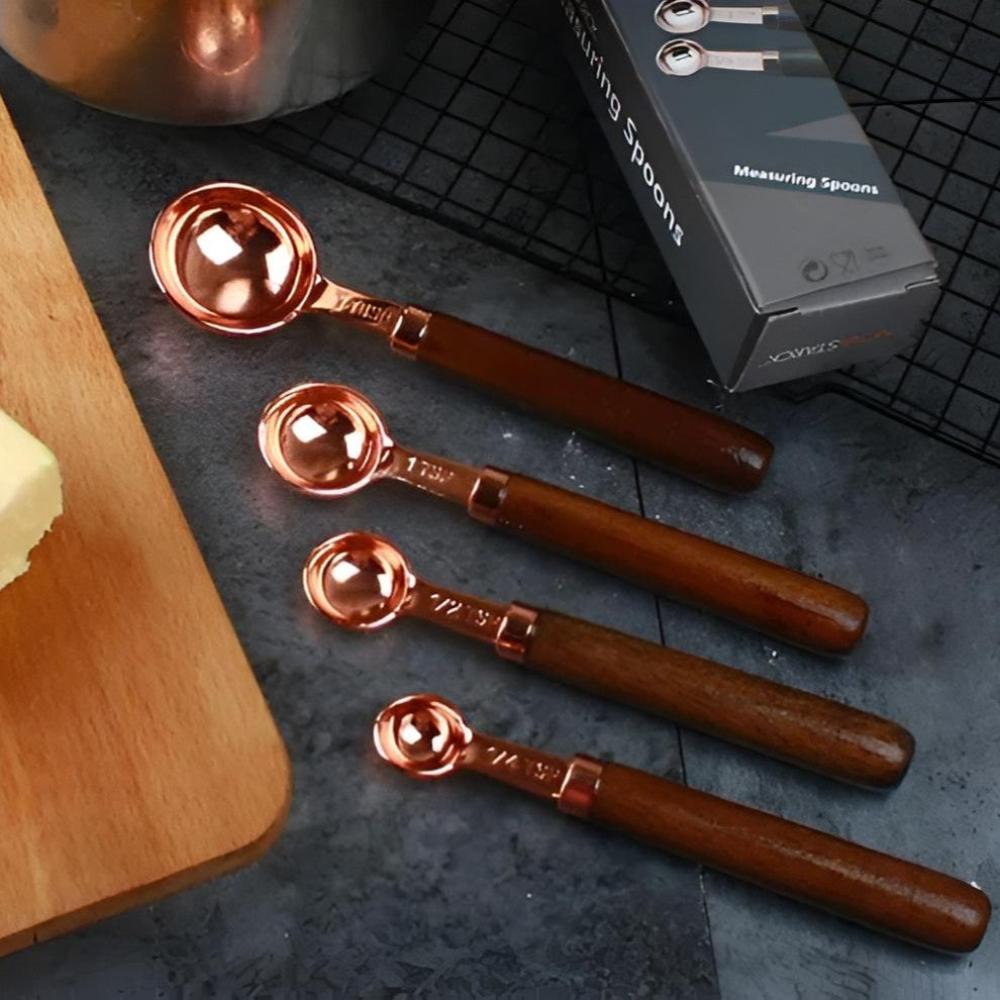 Copper-Plated Stainless Steel Measuring Cups and Spoons Set