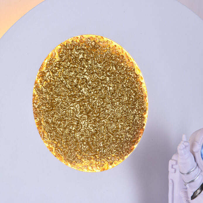 Contemporary Round Astronaut LED Wall Light in Iron and Resin