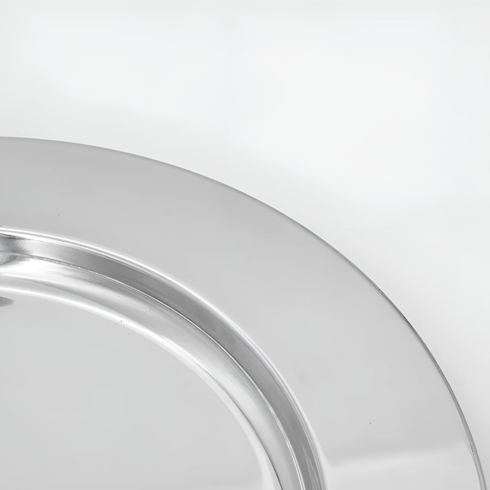 Stainless Steel Round Serving Tray with Wooden Handles