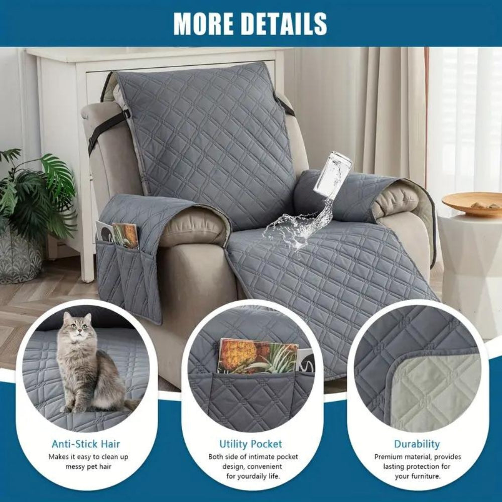 Premium Waterproof Non-Slip Recliner Slipcover with Side Pocket