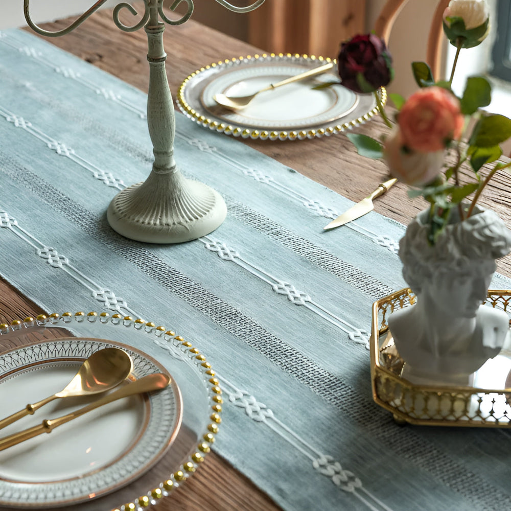 Woven Microfiber Tassel Table Runner