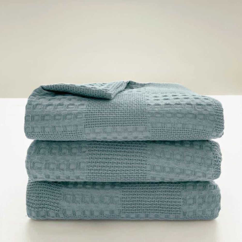 Blush Organic Cotton Waffle Checkered Blanket