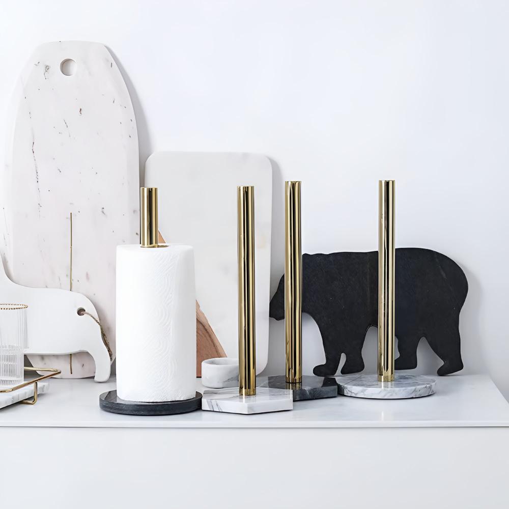 Marble Base Paper Towel Holder with Gold Accents