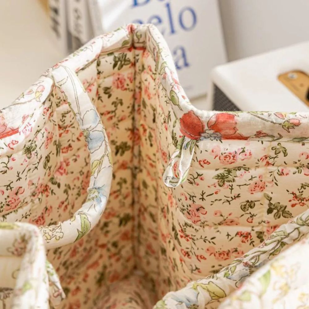 Floral Canvas Storage Basket for Organizing Essentials