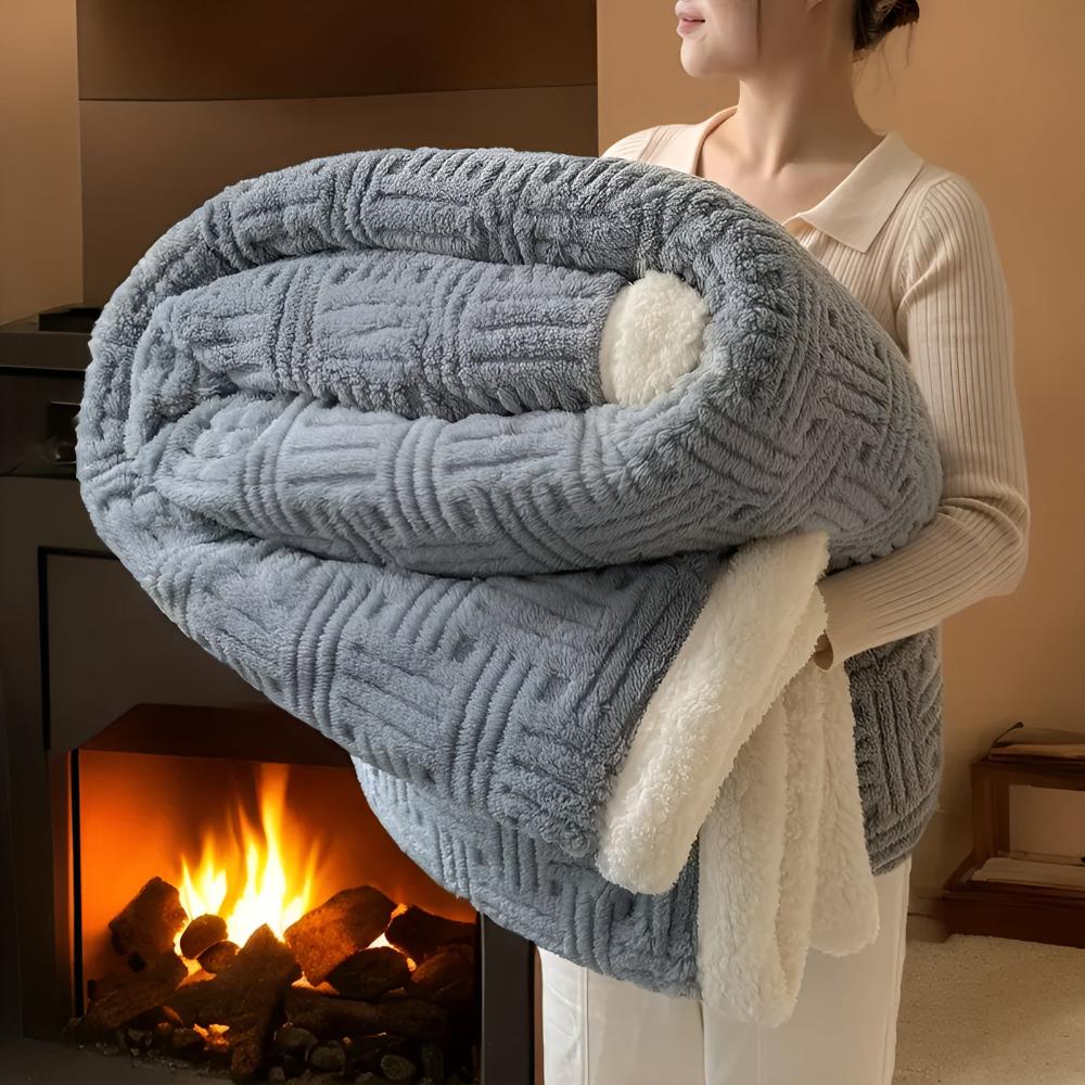 Plush Basket Weave Throw Blanket
