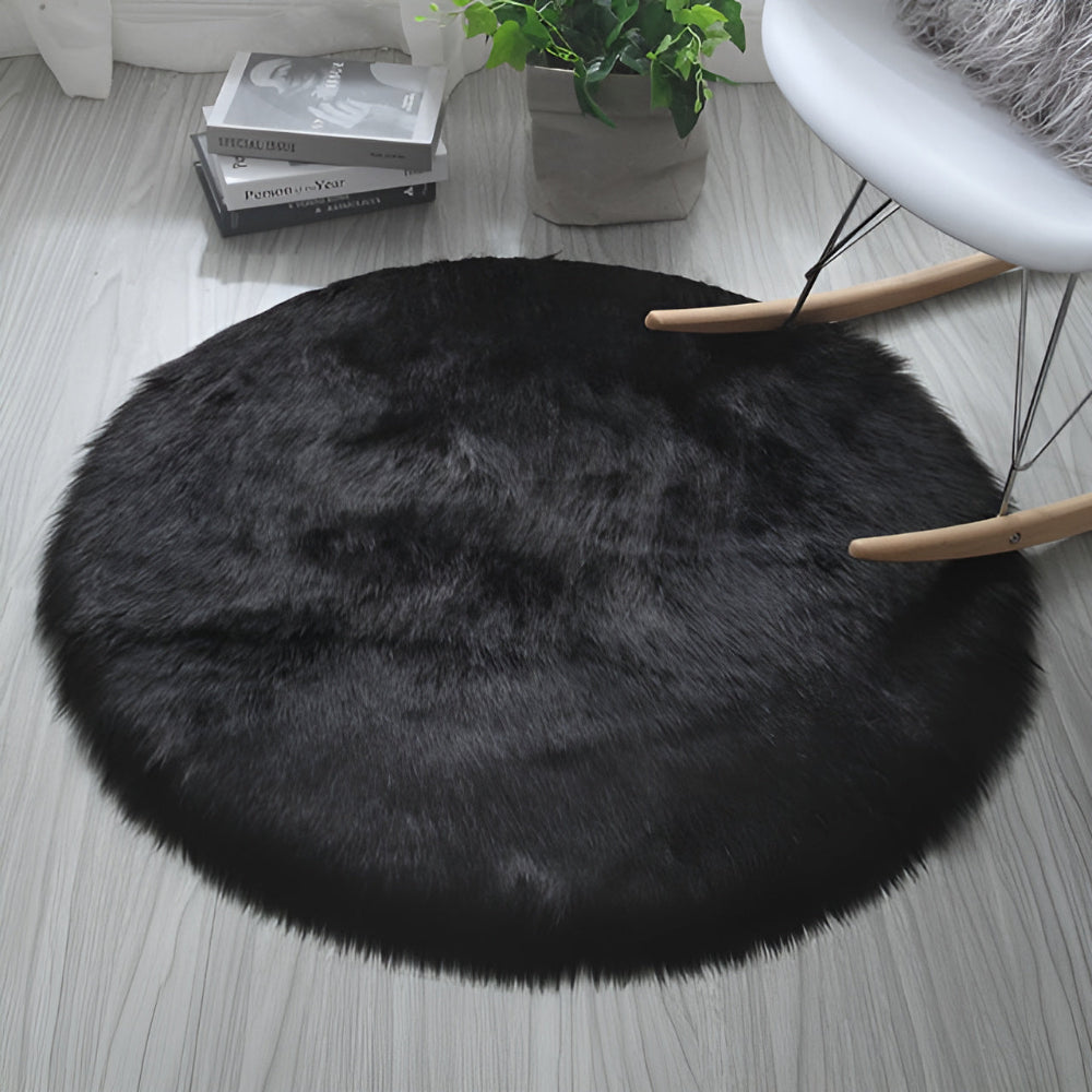 Fluffy Round Plush Area Rug with Non-Slip Backing