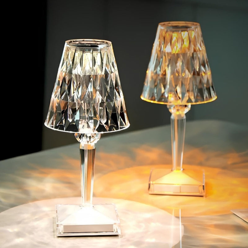 Crystal Touch Control Table Lamp - Rechargeable 3-Color Illumination