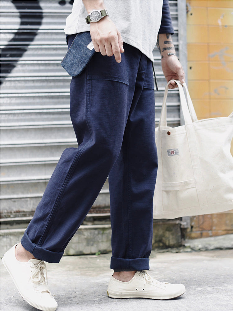 Men's Casual Straight Pants with Adjustable Waist