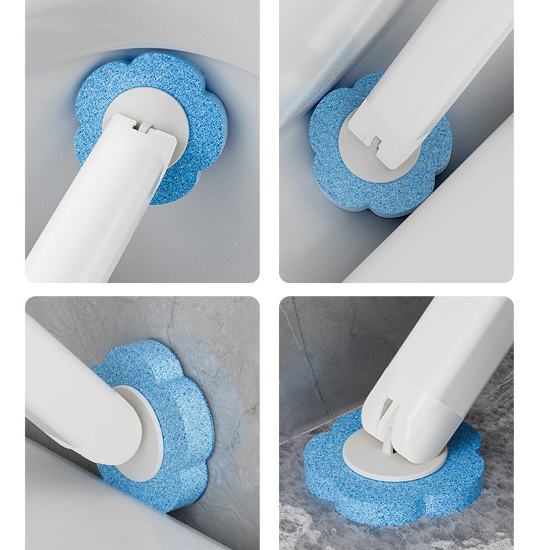 Disposable Toilet Cleaning Brush Set with Sponge Heads and Holder