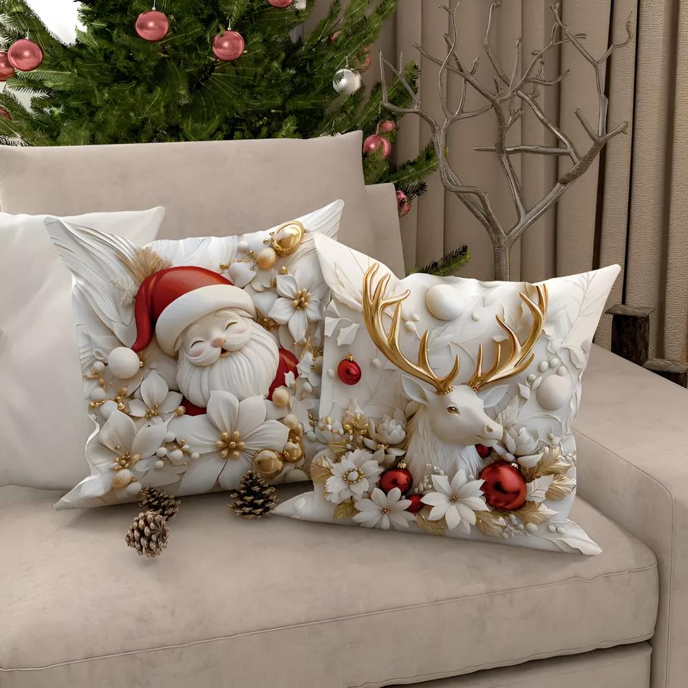 Christmas Velvet Cushion Covers Set of 4 with Holiday Designs